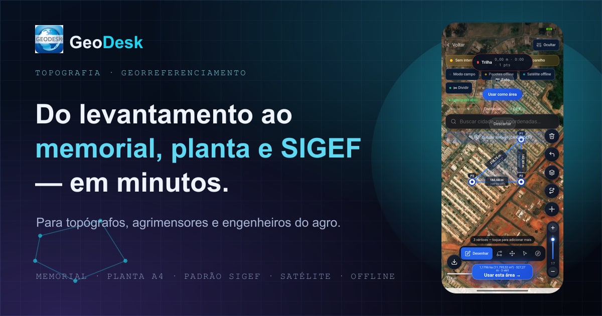 GeoDesk — do levantamento ao memorial, planta e padrão SIGEF